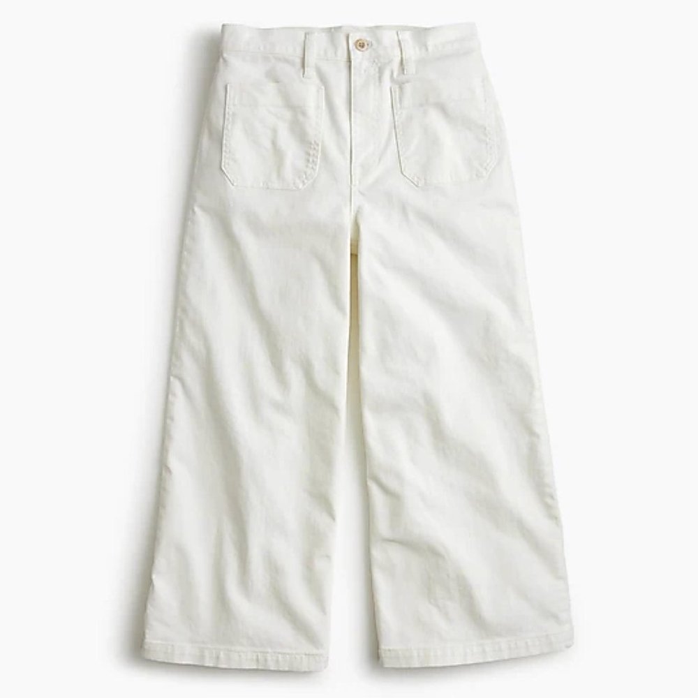 J. Crew Point Sur Wide-Leg Crop Jean in White Item J1896 Size 28